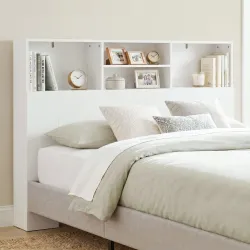 Cabecero de Cama 140 cm con Almacenaje Cabezal de Cama con 4 Compartimentos Abiertos para Dormitorio Blanco - Ogal.Es