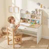 Escritorio Infantil con Estante 3 Compartimentos Abiertos y Cajón para Estudio Entrada 3-8 Años 80x50x100 cm Blanco - Ogal.Es