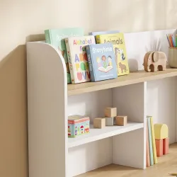 Escritorio Infantil con Estante 3 Compartimentos Abiertos y Cajón para Estudio Entrada 3-8 Años 80x50x100 cm Blanco - Ogal.Es