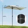 Sombrilla Rectangular 230x130x245 cm Parasol para Pared Media Sombrilla con Manivela Protección UV 30+ Impermeab... - Ogal.Es