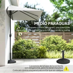 Sombrilla Rectangular 230x130x245 cm Parasol para Pared Media Sombrilla con Manivela Protección UV 30+ Impermeab... - Ogal.Es