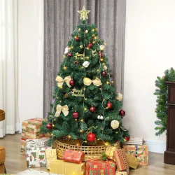 Árbol de Navidad 150 cm con Adornos 150 Luces LED Blanco Cálido 8 Modos de Iluminación 480 Ramas Verde - Ogal.Es