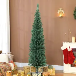 Árbol de Navidad Estrecho 180 cm con 321 Ramas Soporte Metálico Fácil de Montar para Interior Verde - Ogal.Es