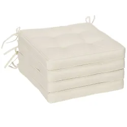 Conjunto de Cojines para Sillas de Comedor y Jardín Impermeable con 2 Amarres de Fijación 42x42x5 cm Crema - Ogal.Es