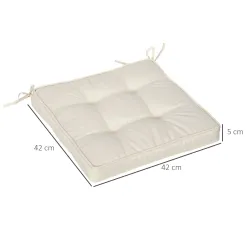 Conjunto de Cojines para Sillas de Comedor y Jardín Impermeable con 2 Amarres de Fijación 42x42x5 cm Crema - Ogal.Es