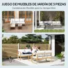 Conjunto de Jardín de 3 Piezas con Sofá Convertible en Tumbona Cojines Cómodos y Mesa de Vidrio Templado para Ex... - Ogal.Es