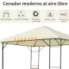 Cenador de Jardín 3x3x2,6 m Pabellón de Exterior Gazebo con Marco de Acero y 8 Orificios de Drenaje Impermeable ... - Ogal.Es