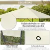 Cenador de Jardín 3x3x2,6 m Pabellón de Exterior Gazebo con Marco de Acero y 8 Orificios de Drenaje Impermeable ... - Ogal.Es