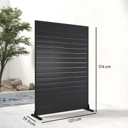 Biombo de 6 Paneles de HDPE 120x174 cm Biombo Separador de Ambientes con Soporte Aspecto de Vetas de Madera Negro - Ogal.Es