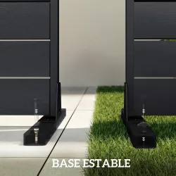 Biombo de 6 Paneles de HDPE 120x174 cm Biombo Separador de Ambientes con Soporte Aspecto de Vetas de Madera Negro - Ogal.Es