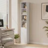 Estantería para Libros de 6 Niveles Librería Alta y Estrecha con 4 Estantes Abiertos Puerta y Estante Ajustable ... - Ogal.Es
