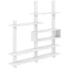 Estantería Flotante de Pared Geométrica con 4 Niveles y Compartimento Central Blanca - Ogal.Es