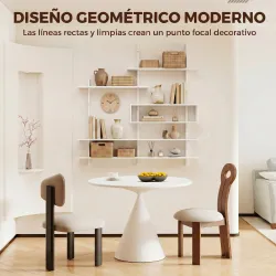 Estantería Flotante de Pared Geométrica con 4 Niveles y Compartimento Central Blanca - Ogal.Es