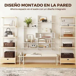 Estantería Flotante de Pared Geométrica con 4 Niveles y Compartimento Central Blanca - Ogal.Es