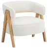Butaca de Salón Tapizada en Borreguito Acolchada Gruesa Patas de Madera Respaldo Curvado 70x64x71 cm Blanco - Ogal.Es