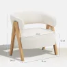 Butaca de Salón Tapizada en Borreguito Acolchada Gruesa Patas de Madera Respaldo Curvado 70x64x71 cm Blanco - Ogal.Es