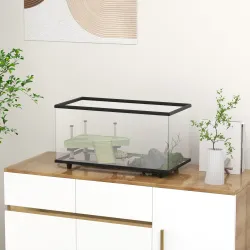 Acuario para Tortugas 50L Terrario de Tortugas Pequeñas con Plataforma Rampa 60x30x32 cm Transparente - Ogal.Es