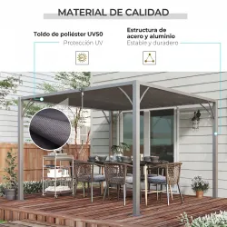Cenador de Jardín 3x3 m con Diseño de Lamas Superior Giratorio hasta 135° Protección UV 50+ y Marco de Aluminio ... - Ogal.Es