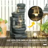 Fuente de Jardín con Iluminación LED Fuente Decorativa en Cascada de 4 Niveles 38x35x78,5 cm Gris - Ogal.Es