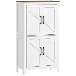 Armario de Baño Estrecho con Puertas Tipo Granero 4 Estantes y Estantes Ajustables 60x30x110 cm Blanco - Ogal.Es