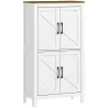 Armario de Baño Estrecho con Puertas Tipo Granero 4 Estantes y Estantes Ajustables 60x30x110 cm Blanco - Ogal.Es