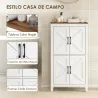 Armario de Baño Estrecho con Puertas Tipo Granero 4 Estantes y Estantes Ajustables 60x30x110 cm Blanco - Ogal.Es