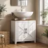 Mueble de Baño Bajo Lavabo Estilo Rústico con Estante Ajustable y 2 Puertas Tipo Granero Blanco - Ogal.Es