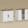 Mueble de Baño Bajo Lavabo Estilo Rústico con Estante Ajustable y 2 Puertas Tipo Granero Blanco - Ogal.Es