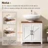 Mueble de Baño Bajo Lavabo Estilo Rústico con Estante Ajustable y 2 Puertas Tipo Granero Blanco - Ogal.Es