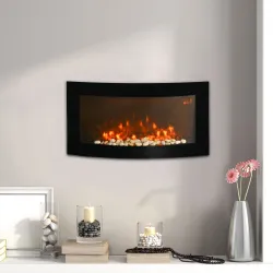 Chimenea Eléctrica de Pared 1000W/2000W con Temperatura Ajustable Efecto Llamas y Mando a Distancia 89,2x13,5x48... - Ogal.Es