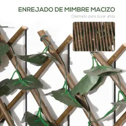 Valla de Enrejado Expandible de 2 Piezas con Hojas 295x70 cm Seto Artificial de Mimbre para Jardín Balcón Verde - Ogal.Es