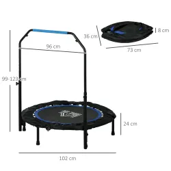 Cama Elástica Plegable Ø102 cm con Mango Ajustable Marco de Acero para Entrenamiento Piernas Cuerpo Azul y Negro - Ogal.Es