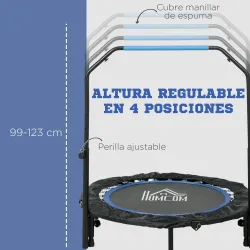Cama Elástica Plegable Ø102 cm con Mango Ajustable Marco de Acero para Entrenamiento Piernas Cuerpo Azul y Negro - Ogal.Es