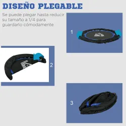 Cama Elástica Plegable Ø102 cm con Mango Ajustable Marco de Acero para Entrenamiento Piernas Cuerpo Azul y Negro - Ogal.Es