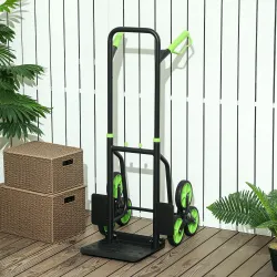 Carretilla Plegable para Escalera con Ruedas Carga 120kg Carretilla de Mano Portátil para Entrega Almacenes Verde - Ogal.Es