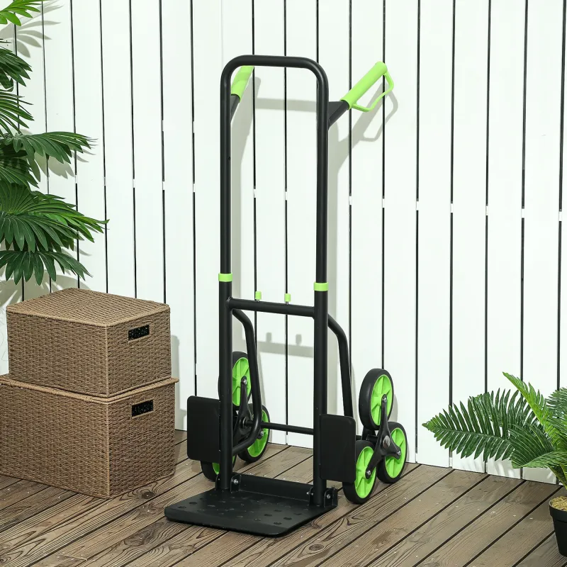 Carretilla Plegable para Escalera con Ruedas Carga 120kg Carretilla de Mano Portátil para Entrega Almacenes Verde - Ogal.Es