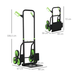 Carretilla Plegable para Escalera con Ruedas Carga 120kg Carretilla de Mano Portátil para Entrega Almacenes Verde - Ogal.Es