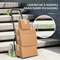 Carretilla Plegable para Escalera con Ruedas Carga 120kg Carretilla de Mano Portátil para Entrega Almacenes Verde - Ogal.Es