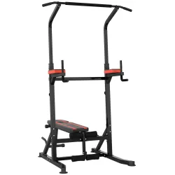 Estación de Musculación Plegable Altura Ajustable con Barra de Dominadas Banco Reclinable para Gimnasio Negro y ... - Ogal.Es