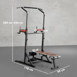 Estación de Musculación Plegable Altura Ajustable con Barra de Dominadas Banco Reclinable para Gimnasio Negro y ... - Ogal.Es