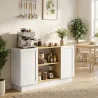 Aparador Moderno con 2 Estantes Abiertos y 2 Puertas de Cierre Suave para Comedor Salón 133x35x79,7 cm Natural y... - Ogal.Es