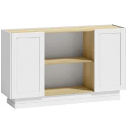 Aparador Moderno con 2 Estantes Abiertos y 2 Puertas de Cierre Suave para Comedor Salón 133x35x79,7 cm Natural y... - Ogal.Es