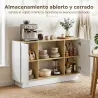 Aparador Moderno con 2 Estantes Abiertos y 2 Puertas de Cierre Suave para Comedor Salón 133x35x79,7 cm Natural y... - Ogal.Es