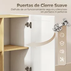 Aparador Moderno con 2 Estantes Abiertos y 2 Puertas de Cierre Suave para Comedor Salón 133x35x79,7 cm Natural y... - Ogal.Es