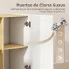 Aparador Moderno con 2 Estantes Abiertos y 2 Puertas de Cierre Suave para Comedor Salón 133x35x79,7 cm Natural y... - Ogal.Es