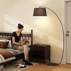 Lámpara de Pie Arco con Pantalla de Tela para Salón con Casquillo E27 (Bombilla no Incluida) Interruptor de Peda... - Ogal.Es