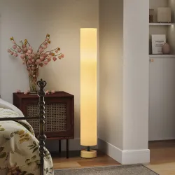 Lámpara de Pie Lámpara de Salón con Casquillo Máx. 40 W E27 Pantalla de Lino y Marco de Metal Ø15x120 cm Beige - Ogal.Es
