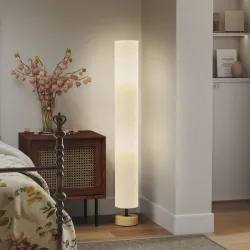 Lámpara de Pie Lámpara de Salón con Casquillo Máx. 40 W E27 Pantalla de Lino y Marco de Metal Ø15x120 cm Gris - Ogal.Es