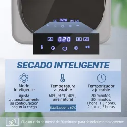 Secadora de Evacuación 3 kg 800W con Pantalla Táctil Control de Tiempo y Temperatura Función Antiarrugas Plata - Ogal.Es