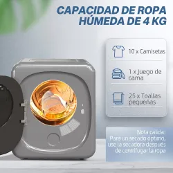 Secadora de Evacuación 3 kg 800W con Pantalla Táctil Control de Tiempo y Temperatura Función Antiarrugas Plata - Ogal.Es